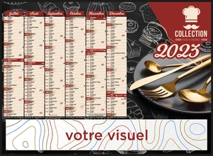 Calendrier bancaire 2025  FOOD DRINKS format 27 x 21 cm - 6 mois par face personnalisable