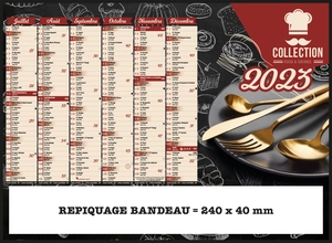 Calendrier bancaire 2025  FOOD DRINKS format 27 x 21 cm - 6 mois par face personnalisable