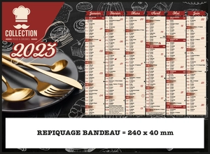 Calendrier bancaire 2025  FOOD DRINKS format 27 x 21 cm - 6 mois par face personnalisable