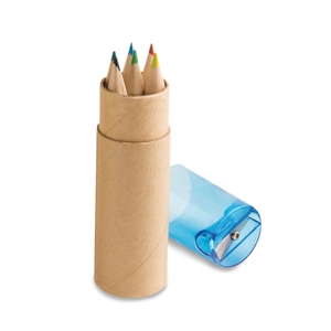 Boîte à crayons avec 6 crayons de couleur et taille-crayon personnalisable