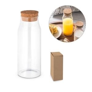 Bouteille en verre avec couvercle en liège - Carafe 1 litre personnalisable