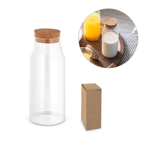 Bouteille en verre avec couvercle en liège - Carafe 800 ml personnalisable