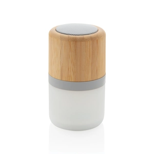 Enceinte 3W en bambou avec lumière d'ambiance personnalisable