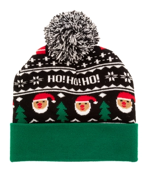 Bonnet de Noël tricoté avec pompon personnalisable