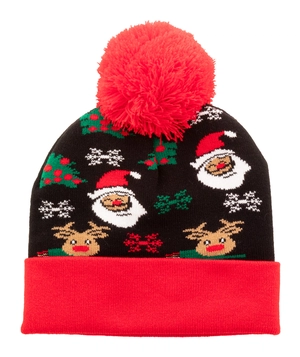 Bonnet de Noël tricoté avec pompon personnalisable