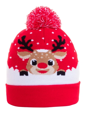 Bonnet de Noël tricoté avec pompon personnalisable