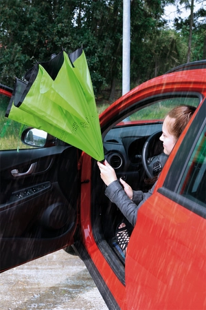 Parapluie inversé poignée canne toile 109 cm - baleines en fibre de verre personnalisable