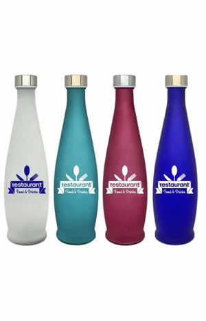 Bouteille en verre coloré avec bouchon argenté - 1 litre personnalisable