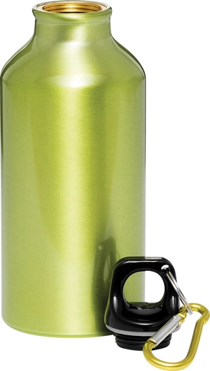 Gourde en aluminium avec mousqueton 400 ml - poignée plastique personnalisable