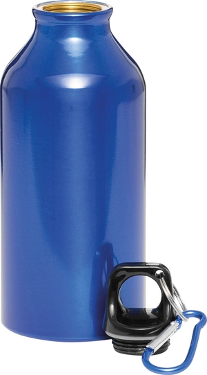 Gourde en aluminium avec mousqueton 400 ml - poignée plastique personnalisable