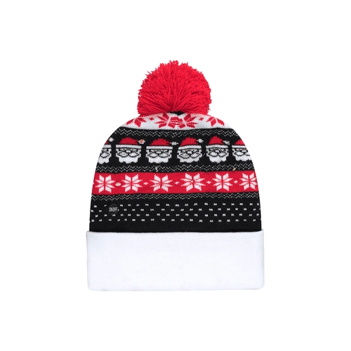 image du produit Bonnet de Noël tricoté avec pompon - Bonnet avec 6 LED