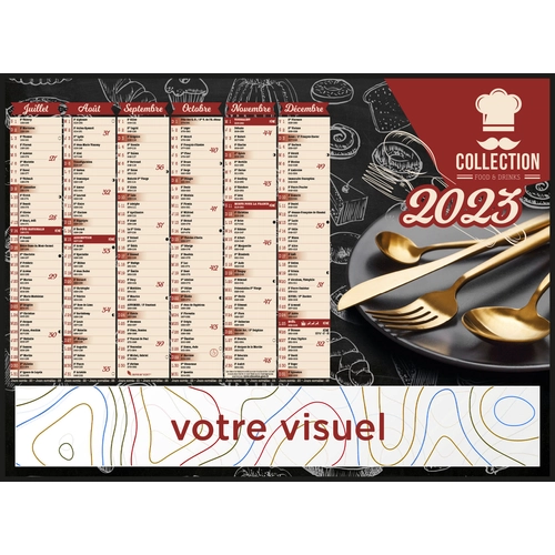 image du produit Calendrier bancaire 2025  FOOD DRINKS format 27 x 21 cm - 6 mois par face