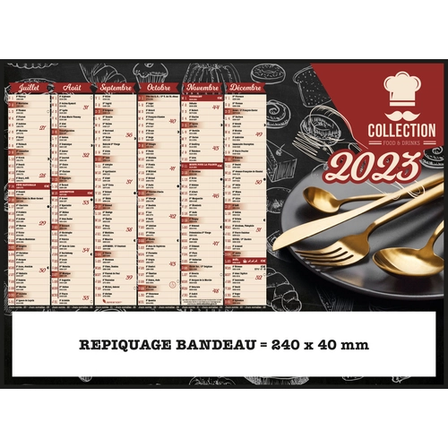 image du produit Calendrier bancaire 2025  FOOD DRINKS format 27 x 21 cm - 6 mois par face