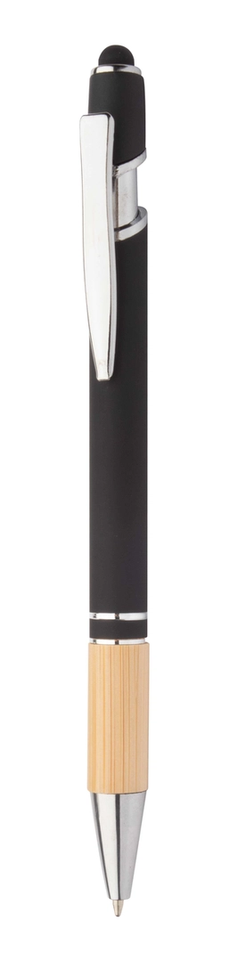 Stylo à bille avec stylet et embase bambou personnalisable