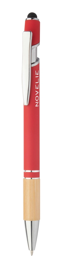 Stylo à bille avec stylet et embase bambou personnalisable