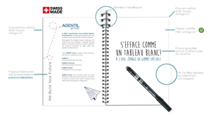 Carnet de notes A5 réutilisable - page effacable 300 fois personnalisable