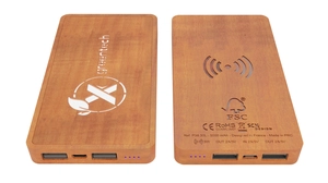 Powerbank lumineux en bois FSC avec câble 3 en 1 en RPET personnalisable