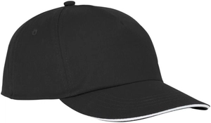 Casquette sandwich 5 panneaux avec fermeture velcro - Œillets brodés personnalisable