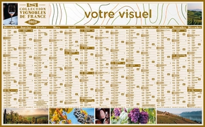 Calendrier bancaire 2025  VIGNOBLES DE FRANCE 65 x 40 cm - 13 mois recto seul personnalisable