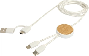 Câble 5 en 1 en plastique recyclé de 150 cm - charge rapide de 27 W personnalisable