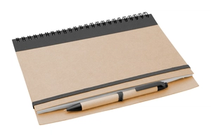 Carnet de notes à spirales en papier recyclé avec son stylo personnalisable