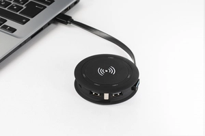 Chargeur à induction avec hub 4 ports USB 2.0, logo lumineux personnalisable