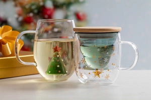 Mug de Noël 550 ml en verre borosilicate personnalisable