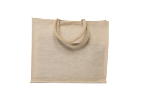 Sac jute et coton avec soufflet intégral de 18,5 cm - Sac cabas juco recyclable personnalisable