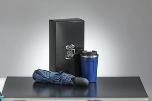 Coffret personnalisable avec mug isotherme 350 ml et parapluie automatique personnalisable