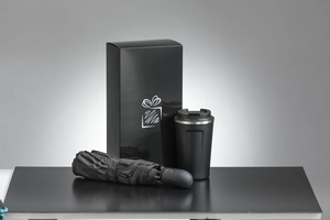 Coffret personnalisable avec mug isotherme 350 ml et parapluie automatique personnalisable