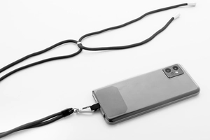 Tour de cou support pour téléphone portable en RPET réglable en longueur personnalisable