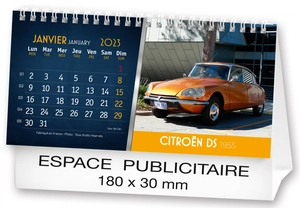 Calendrier chevalet 2025  AUTOS DE LEGENDE 21 x 15 cm - 13 feuillets personnalisable