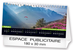 Calendrier chevalet 2025  MONTAGNE DE FRANCE 21 x 15 cm - 13 feuillets personnalisable