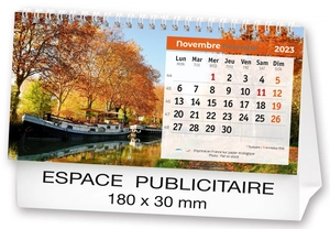 Calendrier chevalet 2025  PAYSAGES DE FRANCE 21 x 15 cm - 13 feuillets personnalisable