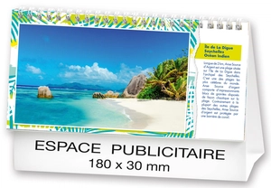 Calendrier chevalet 2025  PLAGES DE REVE 21 x 15 cm - 13 feuillets personnalisable