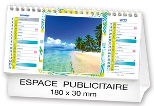 Calendrier chevalet 2025  PLAGES DE REVE 21 x 15 cm - 13 feuillets personnalisable