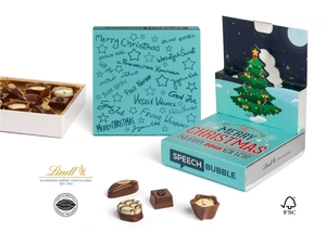 Mini pralinés lindt dans un carton pop up de Noël personnalisable