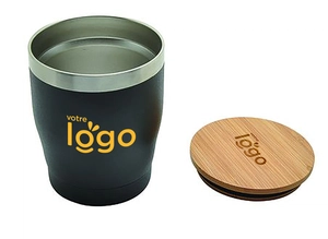 Mug isotherme NAGANO 300 ml - avec couvercle en bambou personnalisable