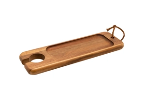 Planche individuelle apéro en bois d'acacia avec support à verre personnalisable