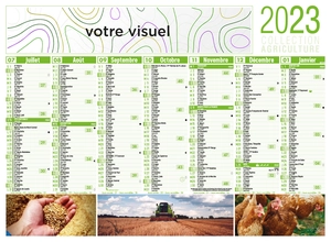 Calendrier bancaire 2025  AGRICULTURE format 27 x 21 cm - 7 mois par face personnalisable