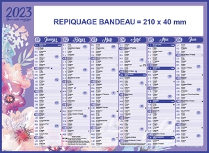 Calendrier bancaire 2025  AQUARELLE - format 27 x 21 cm - 6 mois par face personnalisable