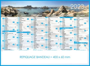 Calendrier bancaire 2025  ILES DE PARADIS format 43 x 33 cm - 6 mois par face personnalisable