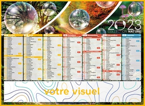 Calendrier bancaire 2025  NATURE format 27 x 21 cm - 7 mois par face personnalisable