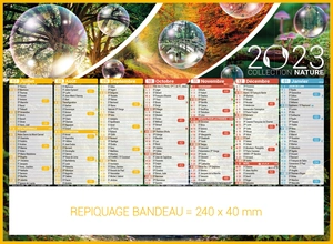 Calendrier bancaire 2025  NATURE format 27 x 21 cm - 7 mois par face personnalisable