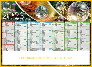 Calendrier bancaire 2025  NATURE format 43 x 33 cm - 7 mois par face personnalisable