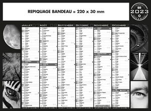 Calendrier bancaire 2025  NOIR & BLANC format 27 x 21 cm - 6 mois par face personnalisable