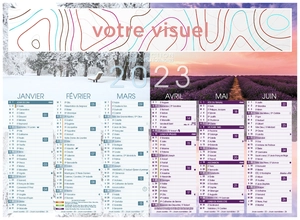 Calendrier bancaire 2025  SOLSTICES format 27 x 21 cm - 6 mois par face personnalisable