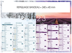 Calendrier bancaire 2025  SOLSTICES format 27 x 21 cm - 6 mois par face personnalisable