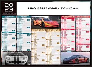 Calendrier bancaire 2025  VOITURE DE SPORT - format 27 x 21 cm - 6 mois par face personnalisable