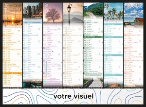 Calendrier bancaire 2025  VOYAGE format 27 x 21 cm - 7 mois par face personnalisable